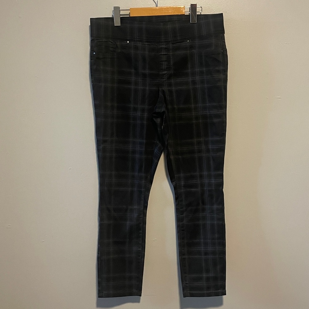 Ricki’s Black Plaid Ankle Pants Women’s L/G Stretch Slim Career Office
